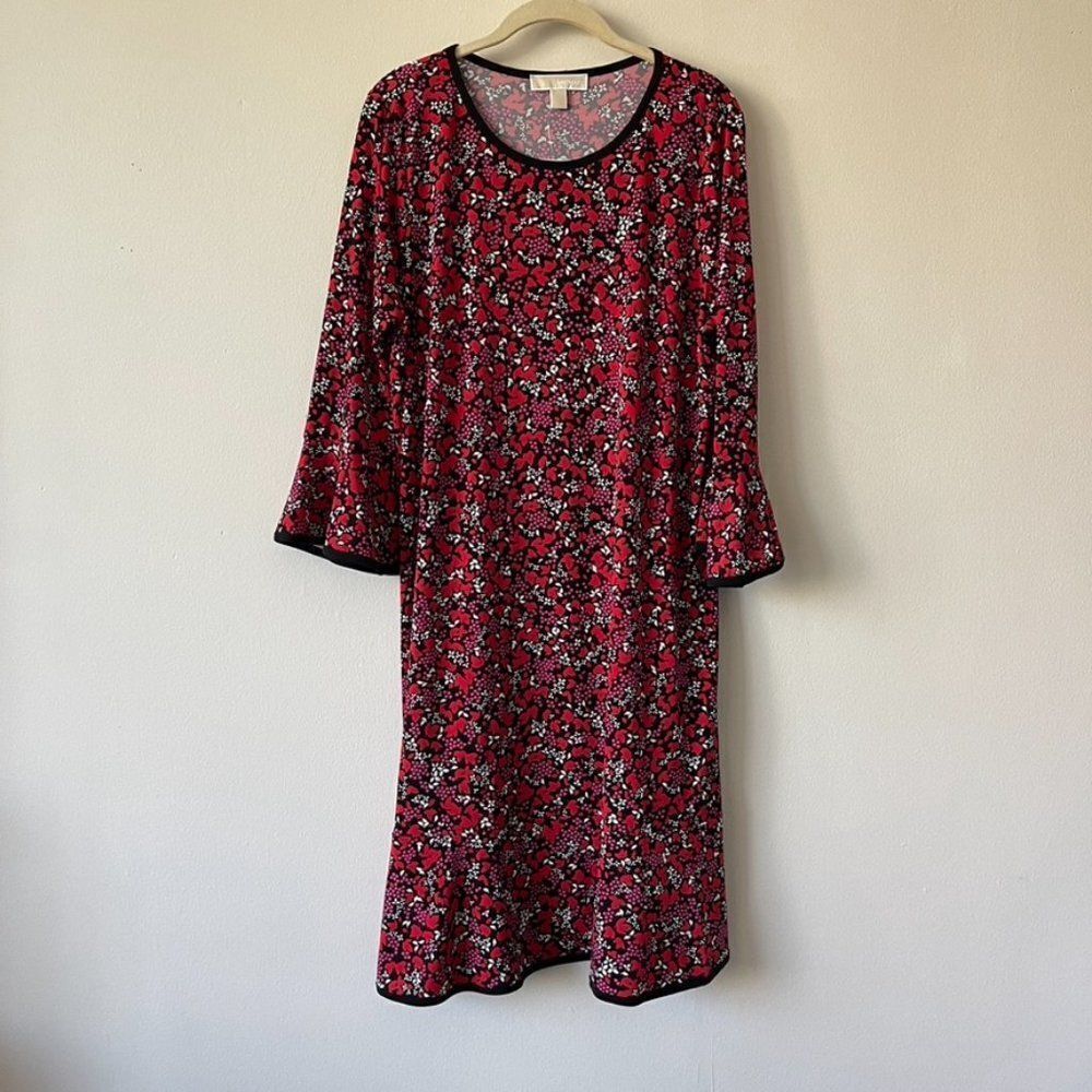 Michael Kors Woodland Floral Printed Bell Sleeve Dress Size 1X - Picture 3 of 7